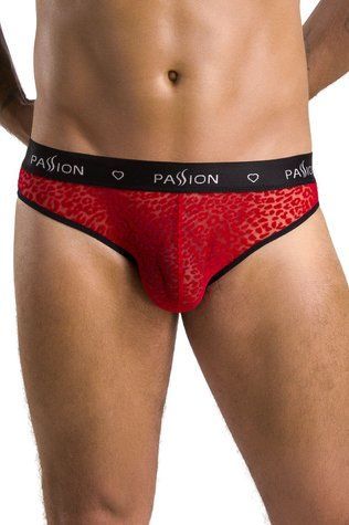 Мужские полупрозрачные трусы Passion 031 Slip Mike XXL/XXXL Red, под леопард &mdash;  фото товара 1