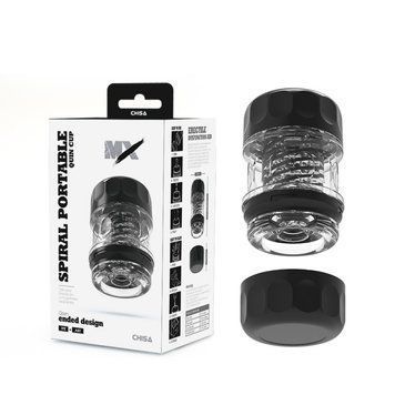 Мастурбатор для мужчин с функцией сосания черного цвета Chisa MX Spiral Portable Quin Cup, Прозрачный - 1