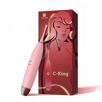 Клиторальный вибратор KISTOY C-King Pink, с двумя доп. насадками, мощная точечная стимуляция,  - 1