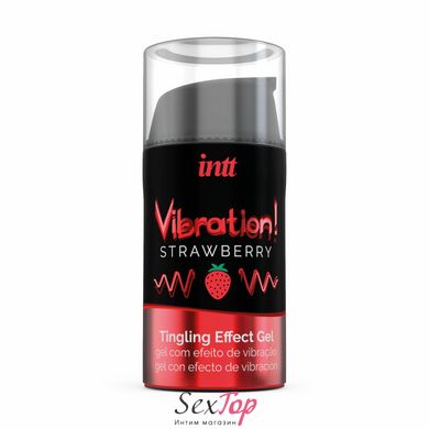 Рідкий вібратор Intt Vibration Strawberry (15 мл) EXTRA GREEN, дуже смачний, діє до 30 хвилин SO5407 фото