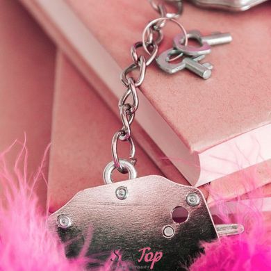 Наручники металлические Adrien Lastic Handcuffs Pink с розовой пушистой отделкой AD30301 фото