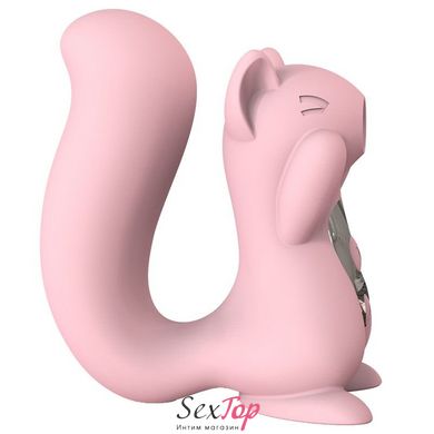 Вакуумный стимулятор с вибрацией KisToy Miss UU Pink, игрушка 2-в-1 SO3759 фото
