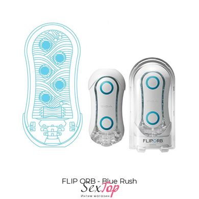 Мастурбатор Tenga Flip Orb — Blue Rush, з можливістю зміни тиску та стимулювальними кульками всереди SO3048 фото