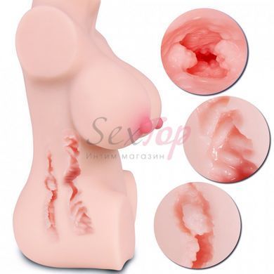 Мастурбатор з грудьми Анус та Вагіна тілесного кольору Lustoy Rabbit Holes Vagina Ass - фото товару 5