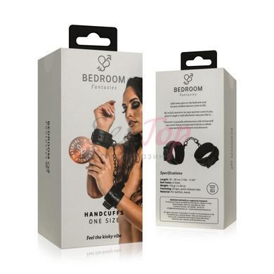 Наручники Bedroom Fantasies: Faux Leather Handcuffs One Size, чорні - фото товару 7