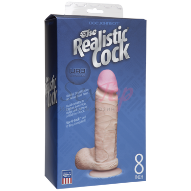 Фалоімітатор Doc Johnson The Realistic Cock 8 inch White - ULTRASKYN, Vack-U-Lock, діаметр 5,1 см - фото товару 2
