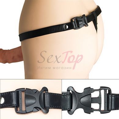 Вибро-страпон на ремне реалистичный телесного цвета Unisex Hollow &mdash;  фото товара 8