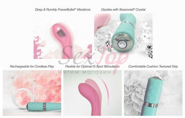 Розкішний вібратор Pillow Talk - Sassy Teal з кристалом Сваровські для точки G, подарункова упаковка - фото товару 12