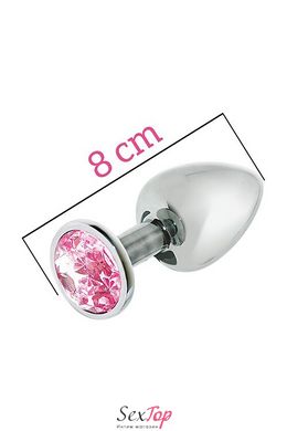 Металева анальна пробка з рожевим кристалом MAI Attraction Toys №73 (м'ята упаковка) SO4635-R фото