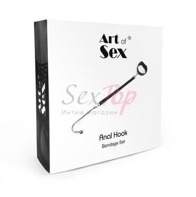 Анальний гак 3 із нашийником з натуральної шкіри Art of Sex - Anal hook, Чорний - фото товару 5