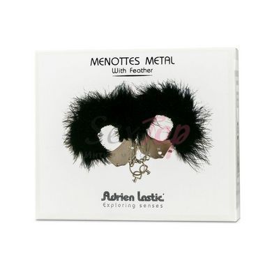 Наручники металлические Adrien Lastic Handcuffs Black с черной пушистой отделкой &mdash;  фото товара 4