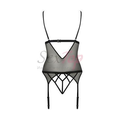 Корсет с открытой грудью DIABOLINA CORSET black S/M - Passion, пажи, трусики, полупрозрачный &mdash;  фото товара 4