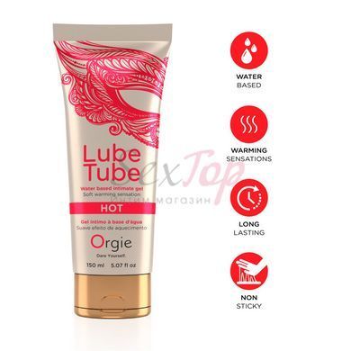 Лубрикант на водній основі Orgie Lube Tube Hot, 150 мл, із зігрівальним ефектом, без запаху - фото товару 3