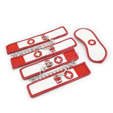 Набір медсестри для бондажу БДСМ червоно білого кольору Vscnovelty Nurse Bondage Kit 10 предметів - фото товару 4