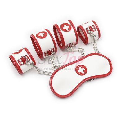 Набір медсестри для бондажу БДСМ червоно білого кольору Vscnovelty Nurse Bondage Kit 10 предметів - фото товару 3