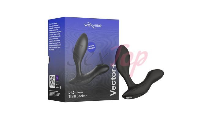 Смарт-вибромассажер простаты We-Vibe Vector+ CHARCOAL BLACK, пульт ДУ, регулируемый угол наклона &mdash;  фото товара 7