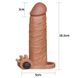 Подовжуюча вібронасадка на пеніс Pleasure X Tender Vibrating Penis Sleeve Brown IXI60748 фото 2