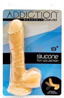 Фалоімітатор із пам&rsquo;яттю форми, на присосці ADDICTION &mdash; DAVID 8&Prime; Silicone Dong, віброкуля в подаруно - фото товару 4