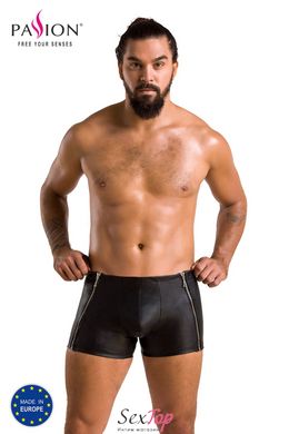 Мужские кожаные боксеры с молниями Passion 049 Short Matt L/XL Black SO7618 фото