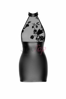 Платье Noir Handmade F311 Eros mini halter dress of flocked mesh and wetlook - L &mdash;  фото товара 4