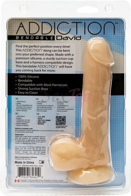 Фалоімітатор із пам&rsquo;яттю форми, на присосці ADDICTION &mdash; DAVID 8&Prime; Silicone Dong, віброкуля в подаруно - фото товару 5