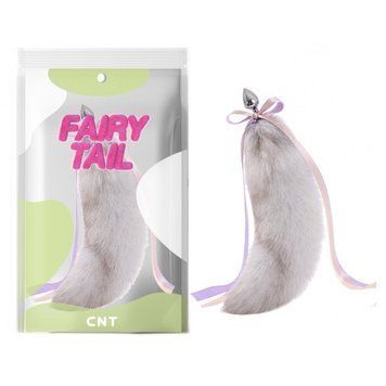 Анальна пробка з пухнастим біло-сірим хвостом Detachable Fluffy Fox Tail Plug - фото товару 1