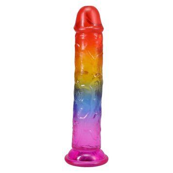 Дилдо Doc Johnson Crystal Jellies - 7 Inch Сlassic Dong - Rainbow,  - 1