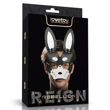 Маска намордник кролика для эротических игр черно белая Lovetoy Rebellion Reign One size, Белый, черный - 1