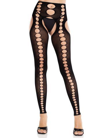 Колготки Leg Avenue Seamless Opaque Footless Suspender Hose One Size Black &mdash;  фото товара 1