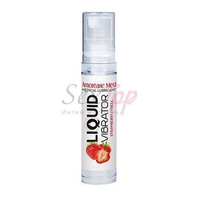 Лубрикант з ефектом вібрації Amoreane Med Liquid Vibrator Strawberry (10 мл) - фото товару 2