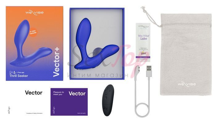 Смарт-вибромассажер простаты We-Vibe Vector+ ROYAL BLUE, пульт ДУ, регулируемый угол наклона &mdash;  фото товара 6