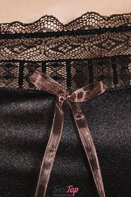 (SALE) Сорочка приталенная EVANE CHEMISE black 4XL/5XL - Passion, трусики, с кружевом PS1042 фото