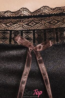 (SALE) Сорочка приталена EVANE CHEMISE black 4XL/5XL - Passion, трусики, з мереживом PS1042 фото