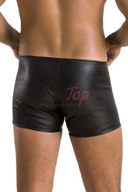 Мужские кожаные боксеры с молниями Passion 049 Short Matt S/M Black &mdash;  фото товара 2