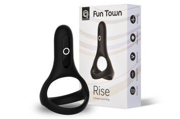 Подвійне ерекційне кільце Fun Town Rise Black, керування зі смартфона, Черный - 1
