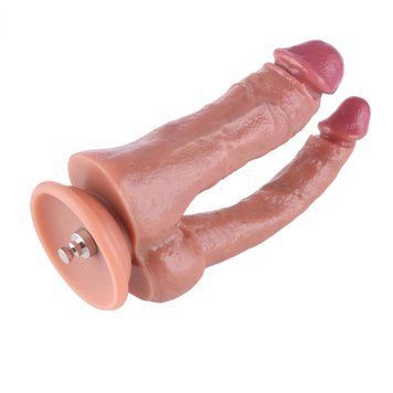 Двойной фаллоимитатор для секс-машин Hismith Double Penetrator, 9.25&Prime;, KlicLok и присоска,  - 1