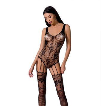 Ажурный бодистокинг с имитацией чулок Passion BS074 black,  - 1