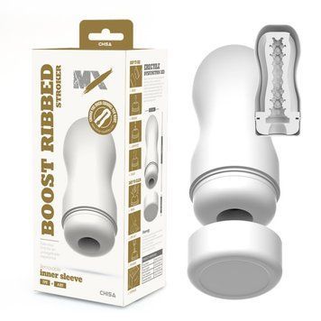 Мастурбатор для мужчин белого цвета Chisa Boost Ribbed stroker, Белый - 1