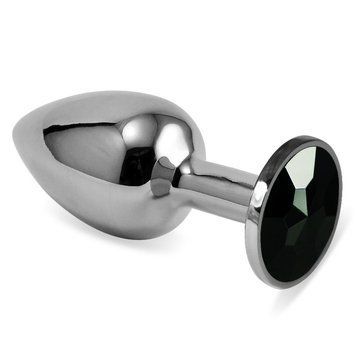 Анальная пробка серебристого цвета с кристаллом черного цвета Lovetoy Rosebud Plug_x000D_, Серебристый - 1