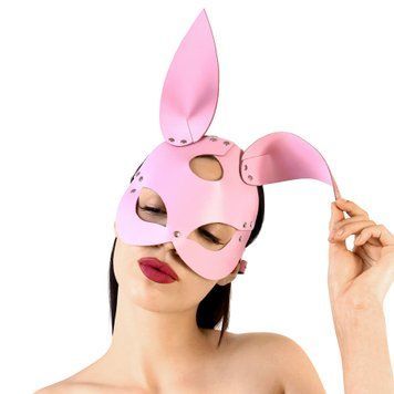 Шкіряна маска Зайчика Art of Sex - Bunny mask, колір Рожевий,  - 1