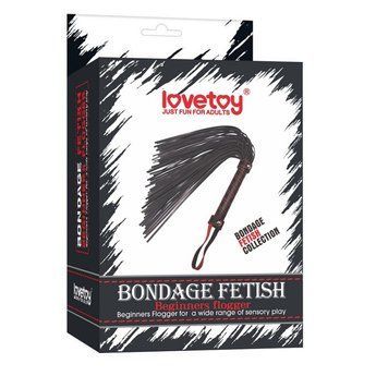 Строгая кожаная черная плеть Lovetoy для БДСМ &mdash;  фото товара 1