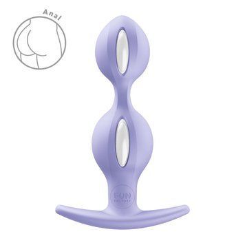 Анальні кульки Fun Factory B BALLS DUO Purple, ефект вібрації, діаметр 3,2 та 3,6 см,  - 1
