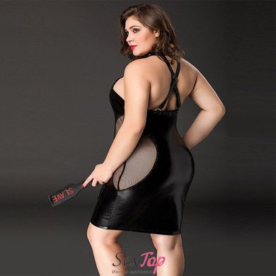 Еротична сукня JSY «Спокуслива Міла» Plus Size Black, прозорі вставки, стрепи, халтер SO8366 фото