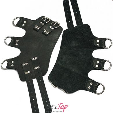 Поножи манжеты для подвеса за ноги Leg Cuffs For Suspension из натуральной кожи, цвет черный SO5182 фото