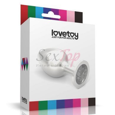 Анальна пробка сріблястого кольору із кристалом блакитного кольору Lovetoy Rosebud Plug - фото товару 2