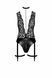 Боди Noir Handmade F297 Libido Deep-V bodysuit with collar, pearl chain and garter - XL &mdash; фото 4 из 8