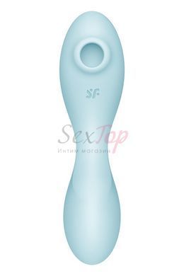 Вакуумний смарт-стимулятор із вібрацією Satisfyer Curvy Trinity 5 (Blue), керування зі смартфона - фото товару 2