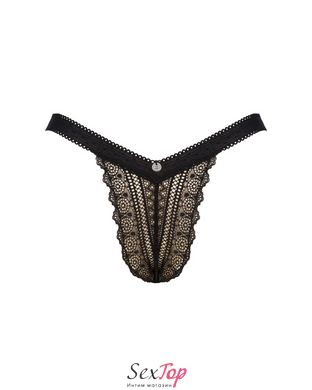 Кружевные трусики с заниженной талией Obsessive Estiqua panties XS/S, black SO7705 фото