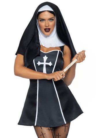 (SALE) Костюм черниці Leg Avenue Naughty Nun M, сукня, головний убір - фото товару 1