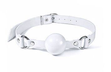 Кляп силиконовый Feral Feelings Silicon Ball Gag White/White, белый ремень, белый шарик,  - 1